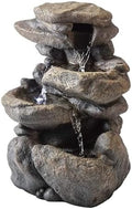 Alpine Corporation WIN472 Indoor Tabletop 3-Tiered Stone Fountain with LED Lights, Cascading Stone Water Fountain 11", Gray by Unknown