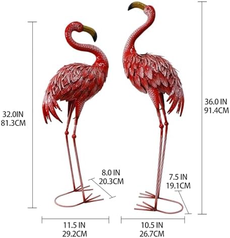 32-36 Inch Metal Yard Flamingos Garden Statues for Lawn Pond Patio - Image 3