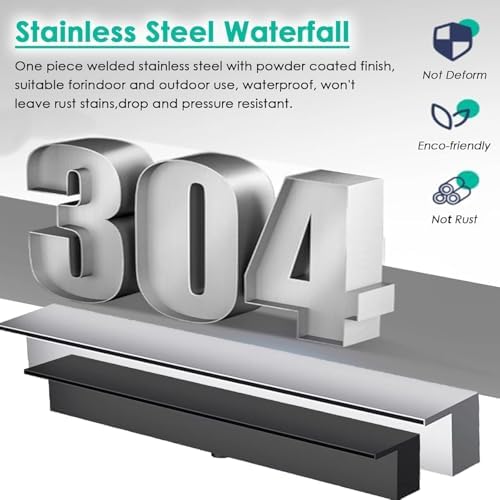 Stainless Steel Waterfall Spray Nozzle, 12"-59" Wide Pond Spillway, Wall-Mounted Outdoor Fountain for Gardens & Patios, Durable Garden Decor Feature - Image 3