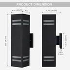Cerdeco 15" Black Modern Outdoor Wall Light with 3-Sided Frosted Glasses - Image 5