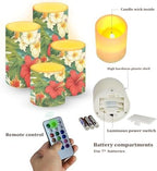 Flameless Candles with Remote Tropical Floral Leaves Battery Operated Candles with Timer Pack of 4 LED Pillar Tea Lights for Coastal Home Hotel Restaurant Decorations - Image 2