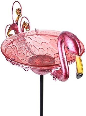 MUMTOP Outdoor Bird Bath Solar Birdbath Garden Feeder with Metal Stake,Pink - Image 2