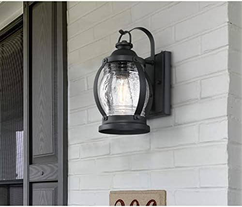 Westinghouse 6120400 Canyon Craftsman-Style One Light Outdoor Wall Fixture with Dusk to Dawn Sensor, Textured Black Finish, Clear Crackle Glass - Image 4