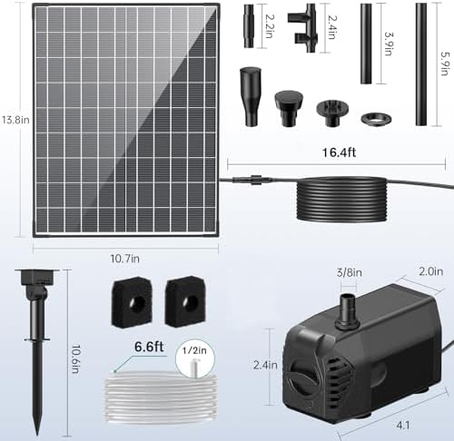 POPOSOAP Solar Water Fountain Pump, 30W Solar Pond Pump 160GPH Adjustable Flow, Dry-Run Protection, 16.5Ft Cord /6.6Ft Tubing for Pond/Waterfall/Garden/Hydroponics-P130H - Image 2