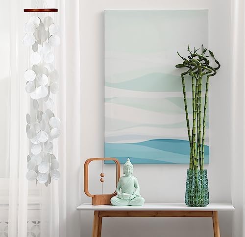 Woodstock Wind Chimes for Outside, Outdoor Decor, Garden, Porch, and Patio Decor, (40") Decorative Wind Chime, Dorm Room Decor, Teen Decor, Capiz Waterfall, White Blanca Capiz Wind Chime (CWRB) - Image 5