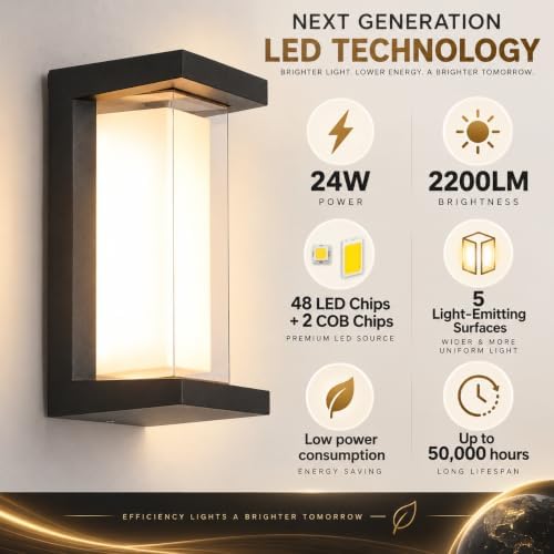 Outdoor Wall Lights, Outdoor Lights for House, 2200LM 3CCT Dimmable IP65 - Image 5