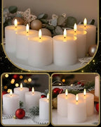 VIHOSE 6 Pack White Flameless Candles Set with Remote and Timer Flickering Flameless Battery Candles Flat Top LED Pillar for Wedding Outdoor Home Festival Decoration(D 3" H 3") - Image 3