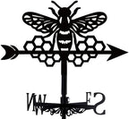 Bee Weathervane Metal Wind Vane Honeycomb Hive Garden Decoration Direction Sign Indicator Stake Mount Ornament for Farmhouse Yard Roof Outdoor by beinkmake