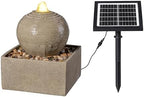 Solar Fountain Outdoor with LED Lights, Zen Sphere Water Fountain, Small Resin Garden Water Feature for Patio, Porch, Deck, Backyard & Indoor Decor, 12 Inch - Image 6