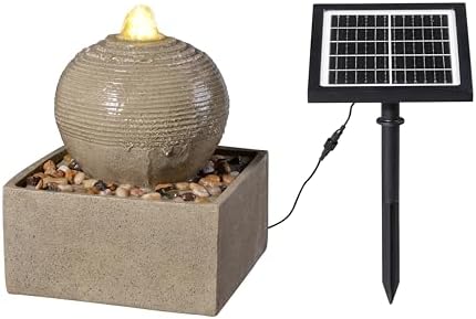 Solar Fountain Outdoor with LED Lights, Zen Sphere Water Fountain, Small Resin Garden Water Feature for Patio, Porch, Deck, Backyard & Indoor Decor, 12 Inch - Image 6
