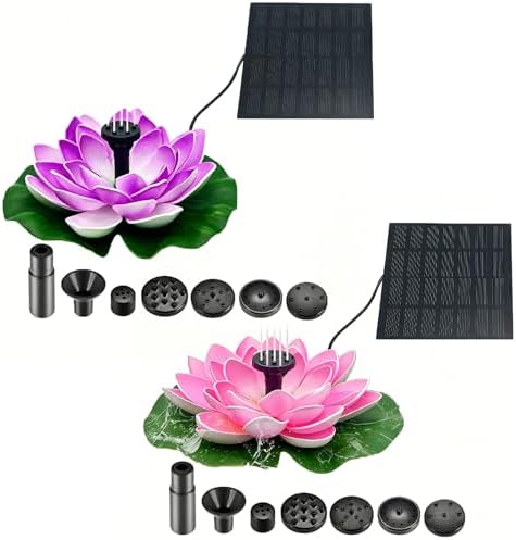 2Pcs Solar Floating Fountain with Christmas Lights Spray, Square Solar Bird Bath Fountain for Garden Pond, Floating Lotus Fountains Outdoor Water Feature - Image 2