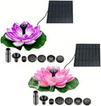 2Pcs Solar Floating Fountain with Christmas Lights Spray, Square Solar Bird Bath Fountain for Garden Pond, Floating Lotus Fountains Outdoor Water Feature - Image 2
