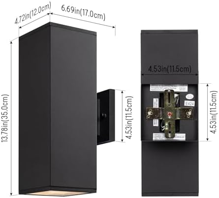 mirrea 14" Modern Outdoor Porch Light in 2 Lights, Matte Black, 1 Pack - Image 2