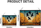 Crows Flying Over Autumn Orchard Rectangular Stained Glass Suncatcher – Hanging Window Panel with Animal & Nature Scene – Vibrant Glass Art Gift for Wildlife, Fantasy, Nature Lovers 90NTOm - Image 4
