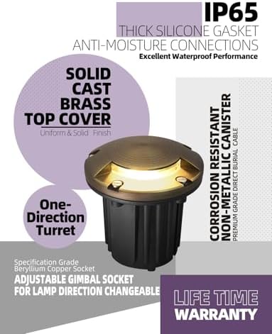 MALORY Low Voltage Landscape Well Lights,（φ126 mm Brass Top Cover 1Pack - Image 5