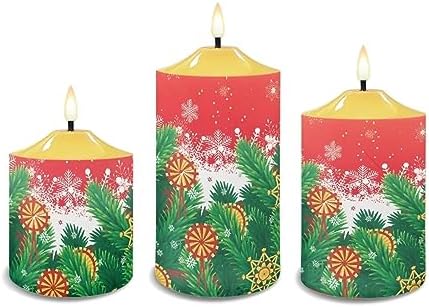 Cozeyat LED Candles Pack of 3 Flameless Electric Tealights with Remote Timer, Cute Christmas Tree Print Christmas Decor Candles Battery Operated Dancing Flames Candles - Image 2