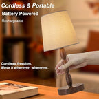 CASTLELIFE Rechargeable Cordless Table Lamp, 5000mAh Battery Powered Touch Desk Lamp, 3-Level & Stepless Dimmable Night Light, Portable Bedside Lamp for Bedroom, Outdoor, Bulb Included, Walnut Grain - Image 3