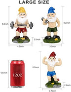 Funny Workout Garden Gnomes Statues 3pcs 6.2 Inches Outdoor Muscular, Barbell and Dumbbell Gnomes Decorations Set Gnome Gifts for Yard Lawn Patio, Indoor Gnome Figurine for Home Tabletop - Image 2