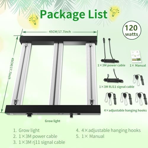 Grow Light FARMLITE 120W Grow Lights for Indoor Plants Full Spectrum LED Growing Light Plant Hanging Growing Bar Lamps Seedling Daisy Chain Dimmable Board 2x2ft Coverage (120, Watts) - Image 5