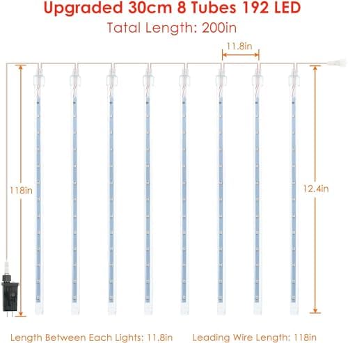 Christmas Lights Outdoor 2 Pack 16 Tube Meteor Shower Lights Red and Green - Image 6