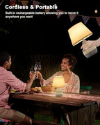UMEXUS 10" Small Ceramic Cordless Table Lamp, Rechargeable Battery, Coastal - Image 2