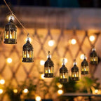 Mini Lantern with Flickering LED Candles Set of 20, Hewory Gold Vintage Decorative Hanging Candle Lanterns for Halloween, Christmas, Wedding Decorations, Party, Table Centerpiece, Battery Included - Image 4