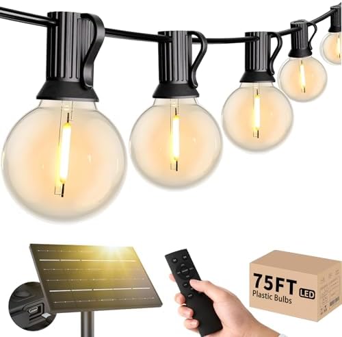 Svater Solar String Lights Outdoor Waterproof LED 75 FT, Remote Dimmable by Svater