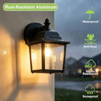 LIT-PaTH Outdoor Wall Light Fixture, Antirust Aluminum Glass, Black 2 Pack - Image 3