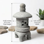 Japanese Garden Decor Solar Pagoda Light, Outdoor Stone Finish Pagoda Garden Statue with Auto On/Off for Patio Yard, Japanese Decor - Image 4