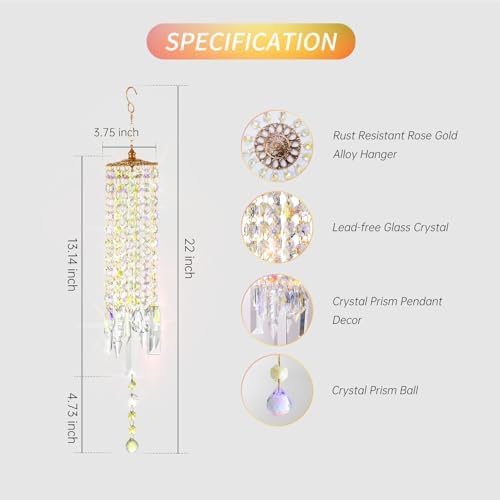 Crystal Wind Chimes Rainbow Suncatcher for Window, Garden, Patio Decor - Image 2