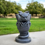 OLOMA Gothic Gargoyle Stone Statue Garden Fantasy Yard Decor Handmade Dragon Cat Sculpture Outdoor Mythical Creature Lawn Patio Porch Fence Post Topper Halloween Ornament Memorial Accent by OLOMA