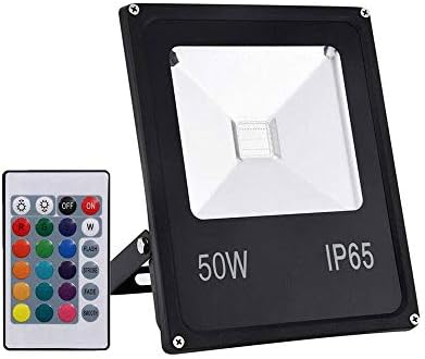 LED RGB Flood Light Stage Lighting, AC 85-265V 50W Outdoor Color Changing Lights with Remote Control, Waterproof IP65 Dimmable Wall Washer Light, Flood Lamp with 16 Colors 4 Modes by XUNATA