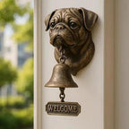 Funny Bulldog Doorbell, Pug Welcome Doorbell, Retro Cast Iron Hanging Bell, Farmhouse Vintage Outdoor Door Bell for Front Porch, Garden & Entrance Decoration(C) - Image 2