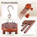 Elegant Copper-Red Wind Chime for Home and Garden, Memorial Wind Chime with 6 Aluminum Tubes, 32-Inch - Image 4