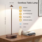 Set of 2 Cordless Rechargeable Led Table Lamp Battery Operated Light Rust - Image 3