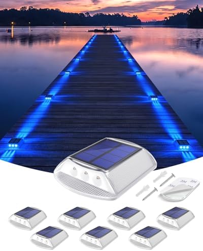 DetarZinLED Blue Solar Dock Lights for Outside IP68 Waterproof Led 8 Pack by DetarZinLED