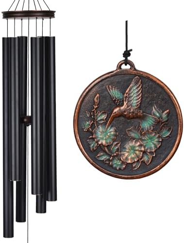 Vanquer Large Wind Chimes for Outside Deep Tone - 46'' Wind Chimes Outdoor Clearance, Windchimes Outdoors, Hummingbird Wind Chime,Sympathy Gift, Patio, Home Décor, Vintage Black (46" Hummingbird) by Vanquer
