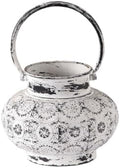 Vintage Metal Candle Lantern with Handle, White, 5.91x4.72 in by Unknown