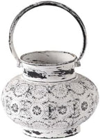 Vintage Metal Candle Lantern with Handle, White, 5.91x4.72 in by Unknown
