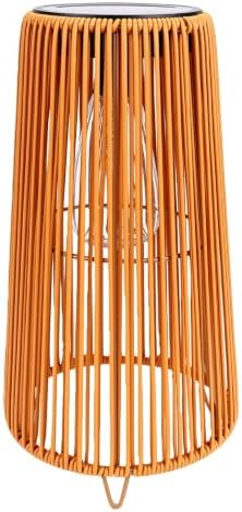 FTVOGUE Solar Rattan Lantern with Vintage Style IP44 Handwoven Wicker for Patio Garden Decorative Outdoor Lighting (Trapezoid Brown) - Image 5