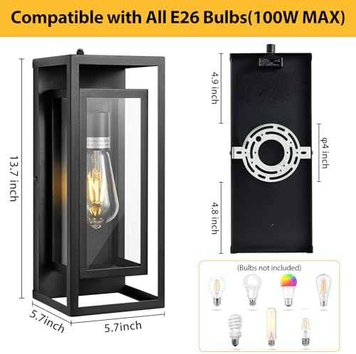 14" Dawn to Dusk Outdoor Light Fixture, 2-Pack Outdoor Wall Lights - Image 4