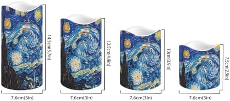 Battery Operated Candles with Remote Timer Flameless Candles Tea Lights Color Changing Electric Fake Plastic Pillar LED Candles Outdoor Home Room Decor Set of 4 Starry Sky Oil Painting - Image 2