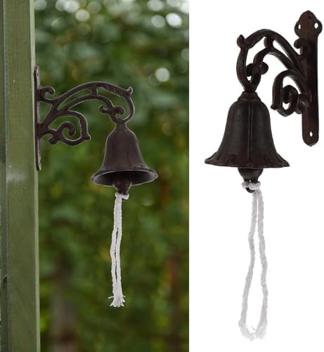 Rustic Cast Iron Wall Hanging Bell, Vintage Door Bell Xmas - Image 3