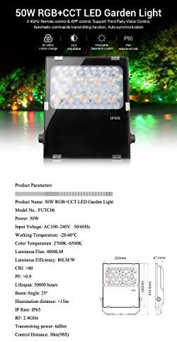 LGIDTECH FUTC06 Miboxer 50W RGBCCT Outdoor LED Landscape Garden Spotlight AC100-240V 16 Million Colors Changing,Color Temperature Adjustable,Memory Function.APP Can't Control Directly - Image 2