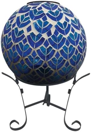 Briarwood Lane Everyday Gazing Ball 10x10 Blue and White Scalloped Solar LED Gazing Ball - Image 4