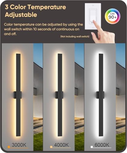 Aipsun 47.2" LED Outdoor Wall Light, Modern Black Exterior Lighting Fixture - Image 3
