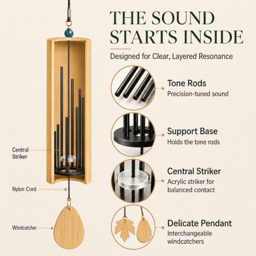 Bamboo Wind Chime-432Hz Tuned for Alpha Wave Relaxation, Focus & Meditation - Image 5