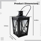 Black Decorative Candle Lantern, Moroccan Style Metal Candle Holder with Glass Lampshade, Hanging Ring, 6.7 x 3.5 x 2.2 in, Centerpiece for Wedding, Party, Home Décor - Image 2