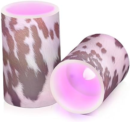 YETTASBIN Cow Flameless Candles with Remote Control and Timer, Adjustable Brightness Long Lasting Battery Operated LED Pillar Candles for Indoor Outdoor Party Holiday Home Decor, 2 Pack - Image 2
