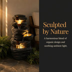 Outdoor Water Fountain with LED Lights, 25.6" Cascading Water Feature with Planter, Freestanding Modern Garden Fountain for Patio, Balcony, Backyard, Porch, Housewarming Gift - Image 7